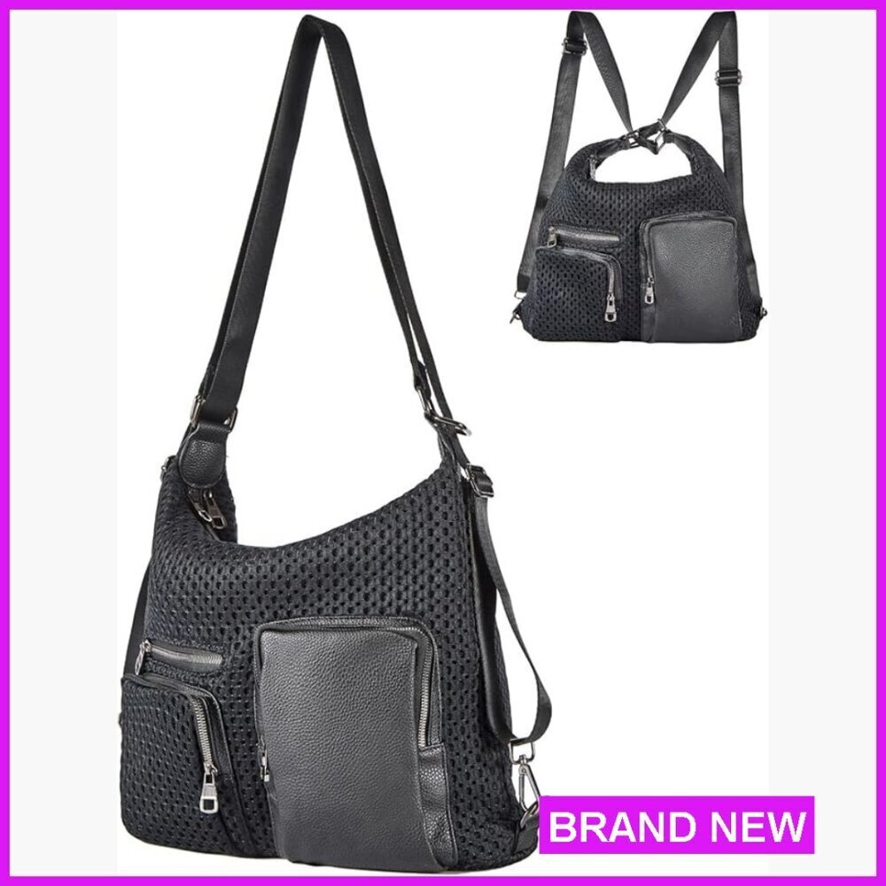Convertible Hobo Backpack Purse 3-in-1 Crossbody Shoulder Bag Functional Fashion